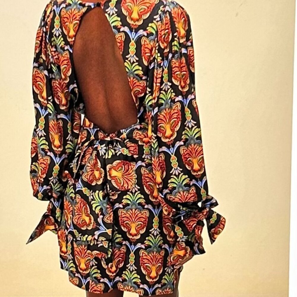 NWT Farm Rio black boho panther lenzing™ ecovero™ viscose mini dress Size M - Picture 4 of 10
